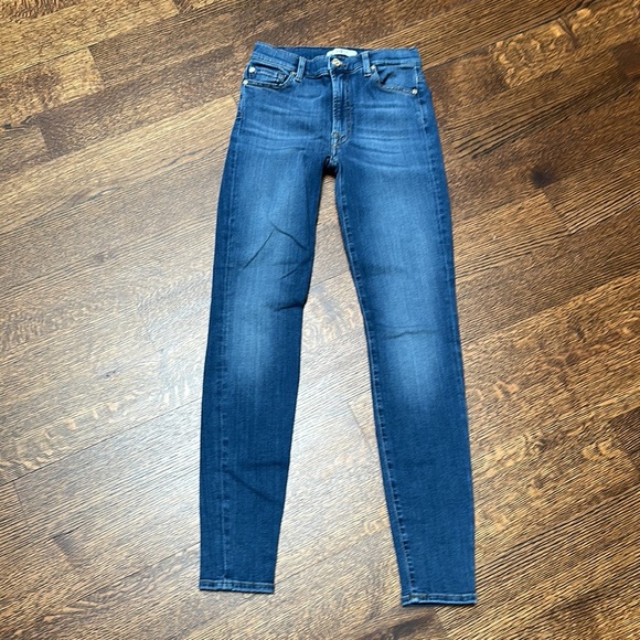 7 For All Mankind sz 27 HIGH WAIST SKINNY SLIM ILLUSION LUXE LOVESTORY - Picture 7 of 9